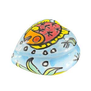 Hand Made Mexico Folk Art Pottery Heart Shaped Trinket Dish Jewelry Holder VTG